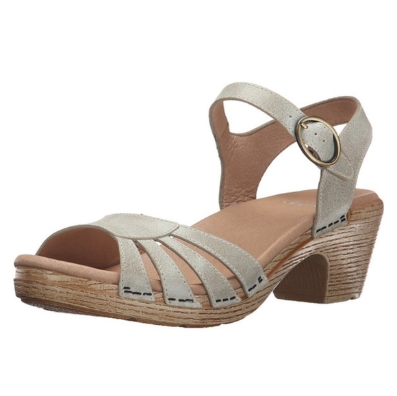 Dansko Women Marlow Oyster washed Ankle Leather Heels Sandals shoes sz 39/8.5-9 - Picture 1 of 15